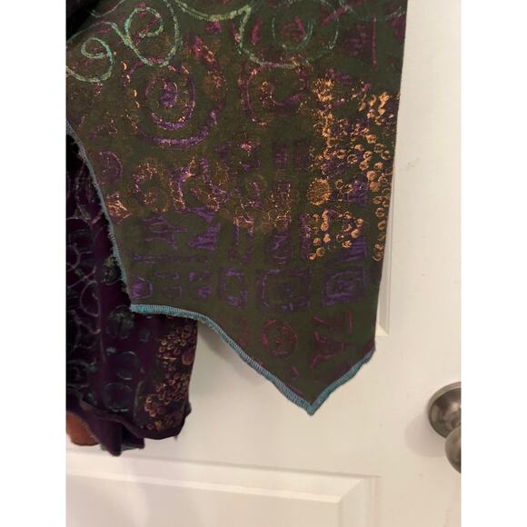 Bread Button Front Cotton Stretch L Asymmetrical 3/4 Sleeve Blouse Top Earthy - Picture 5 of 9